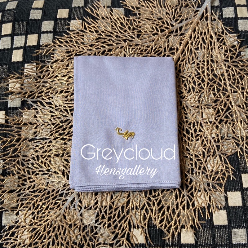 Part 1 Mylady Hijab Plain Voal Ultrafine by Myladyhijab dark mustard silver broken white optic white-GREY CLOUD