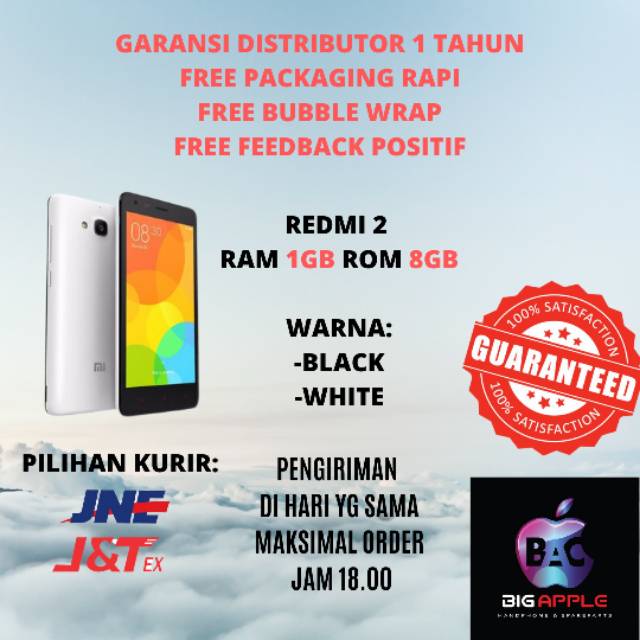 XIAOMI REDMI 2 RAM 1GB ROM 8GB / REDMI 2 TERMURAH / HP