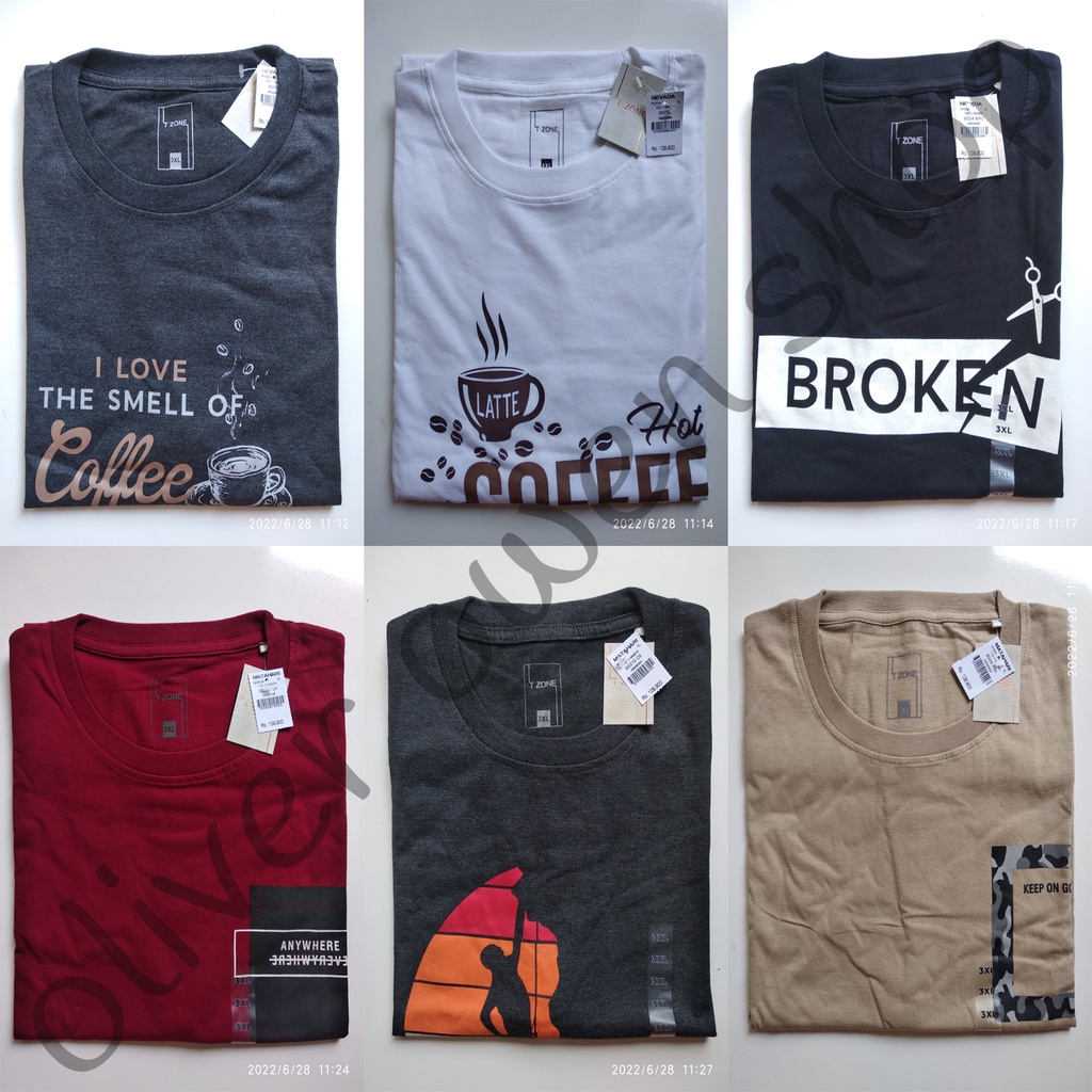 Kaos Oblong Size Jumbo Lengan Pendek 2XL 3XL 4XL Merk T ZONE 100% Original