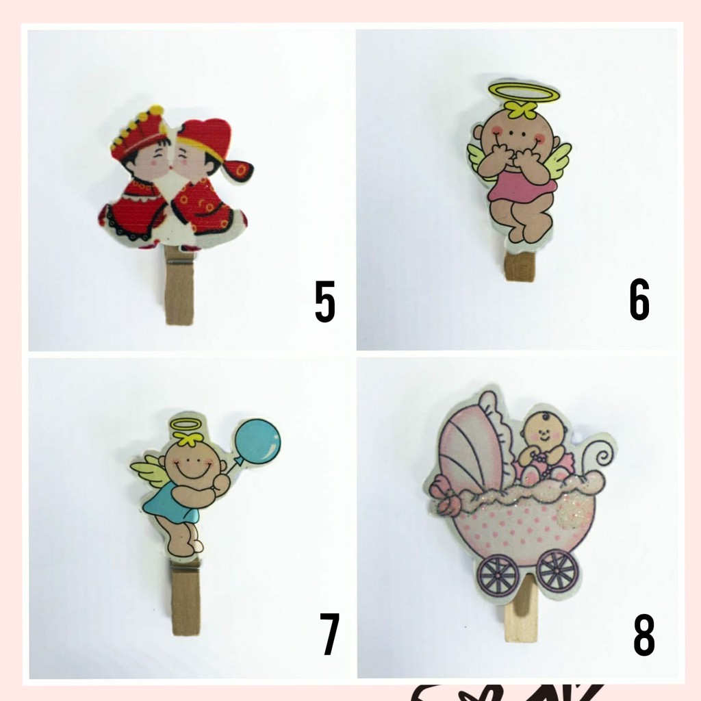 10 PCS - 4.5 CM WOODEN CLIP KARAKTER  | KLIP FOTO | PENJEPIT FOTO