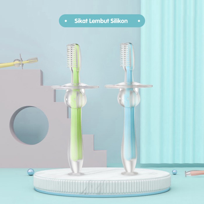 Sikat Gigi Bayi Silikon Halus Aman /Silicone Suction Cup Soft ToothBru