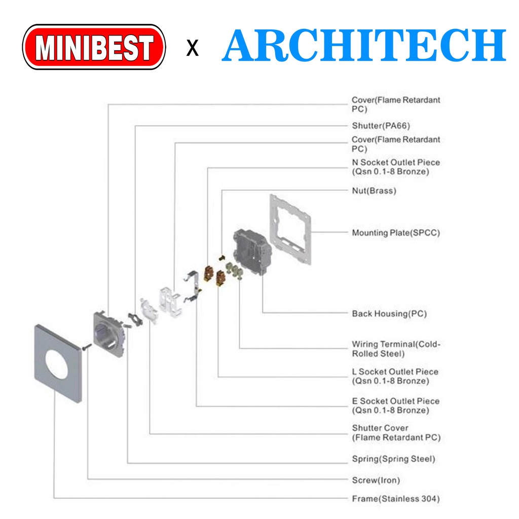 [MB] ARCHITECH PLATINUM B9 GOLD SAKLAR LAMPU/ STOP KONTAK SAKELAR/ CETEKAN/ COLOKAN (MB)