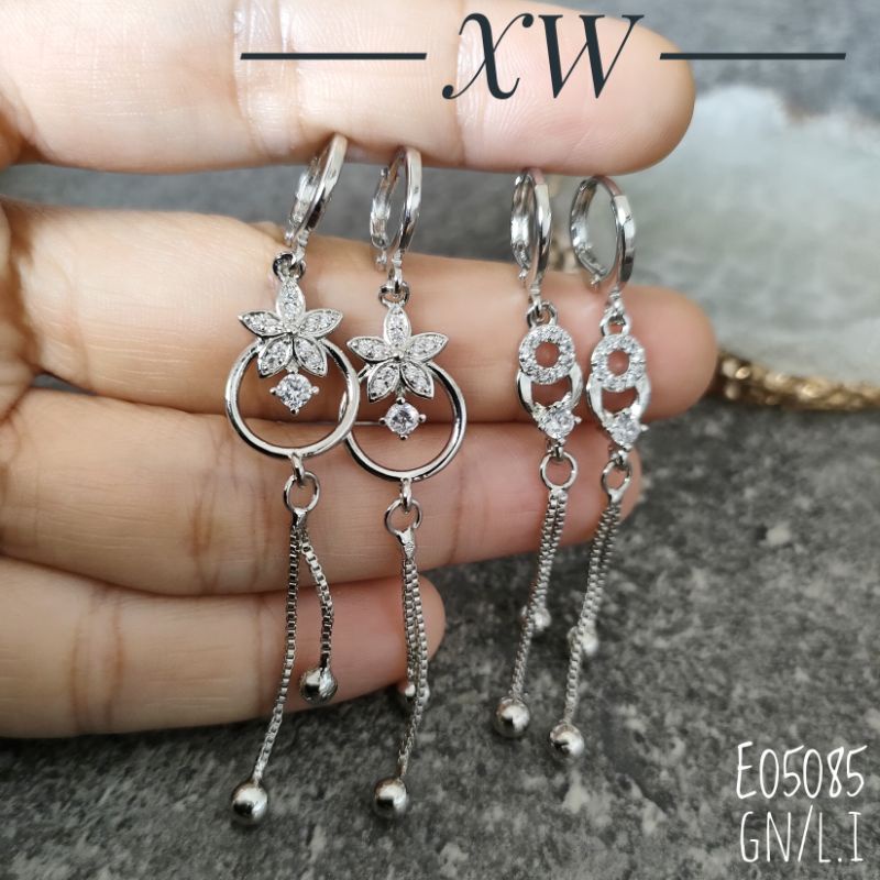 Anting Jurai Fashion Zircon warna Silver E05085