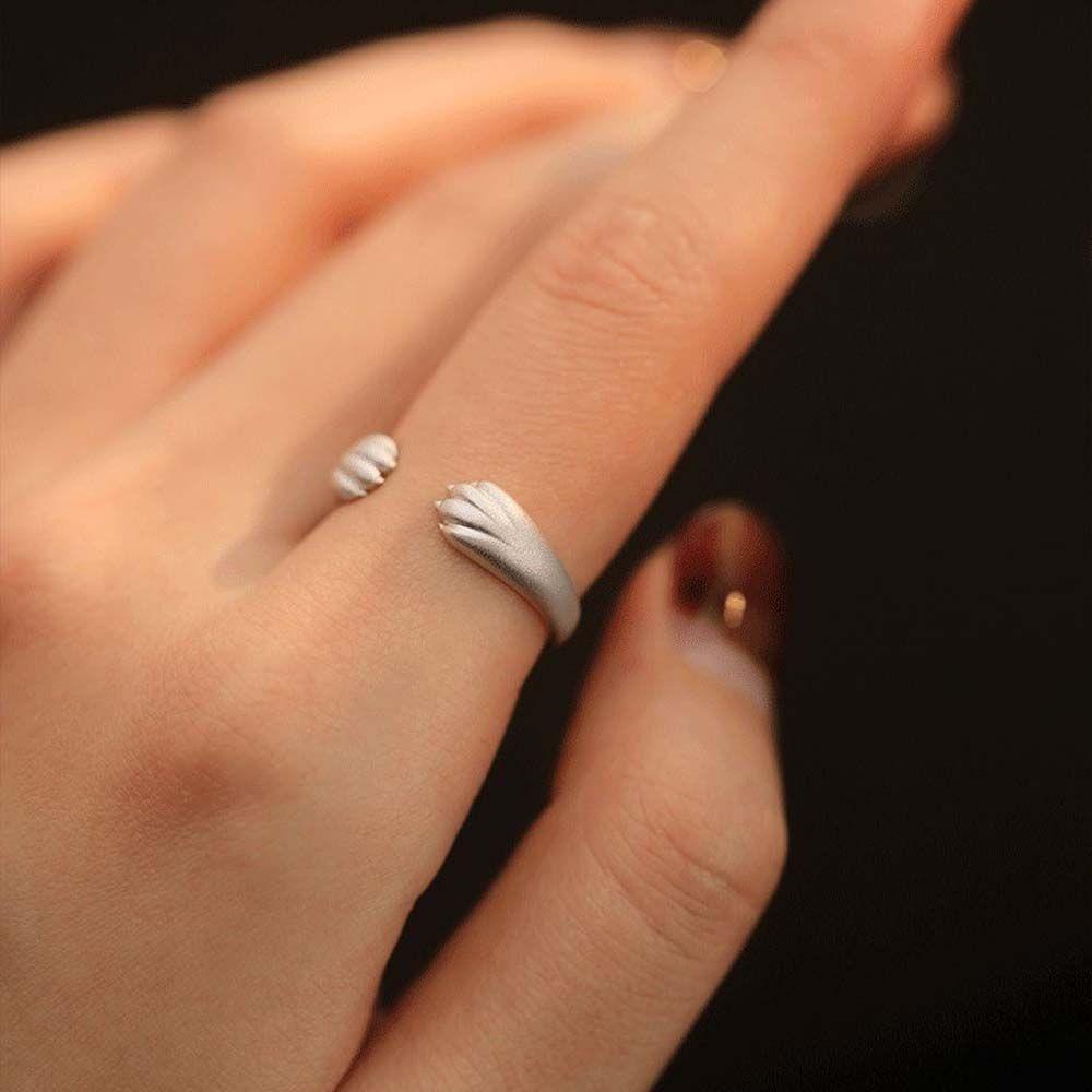 Mxbeauty Cincin Wanita Fashion Dapat Disesuaikan Perak Hadiah Berbentuk Hewan Pasangan Jari Rings