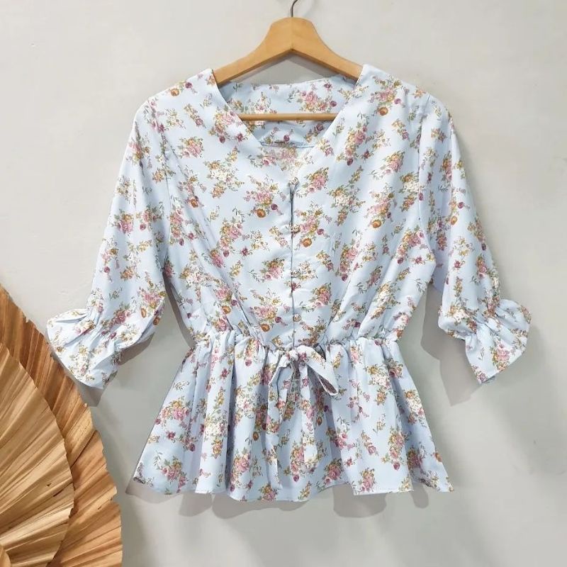 PANORAMA DIORA / PLAIN PEPLUM BLOUSE WANITA DELIGHTLINE BASIC CASUAL - LENGAN PANJANG SESIKU-3