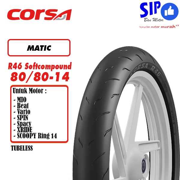 Ban motor matic Corsa R46 80 80 14 platinum tubeless beat mio vario