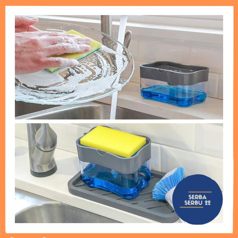 Tempat Sabun Cuci Piring - Soap pump sponge caddy Dispenser / sabun cuci piring [ss]