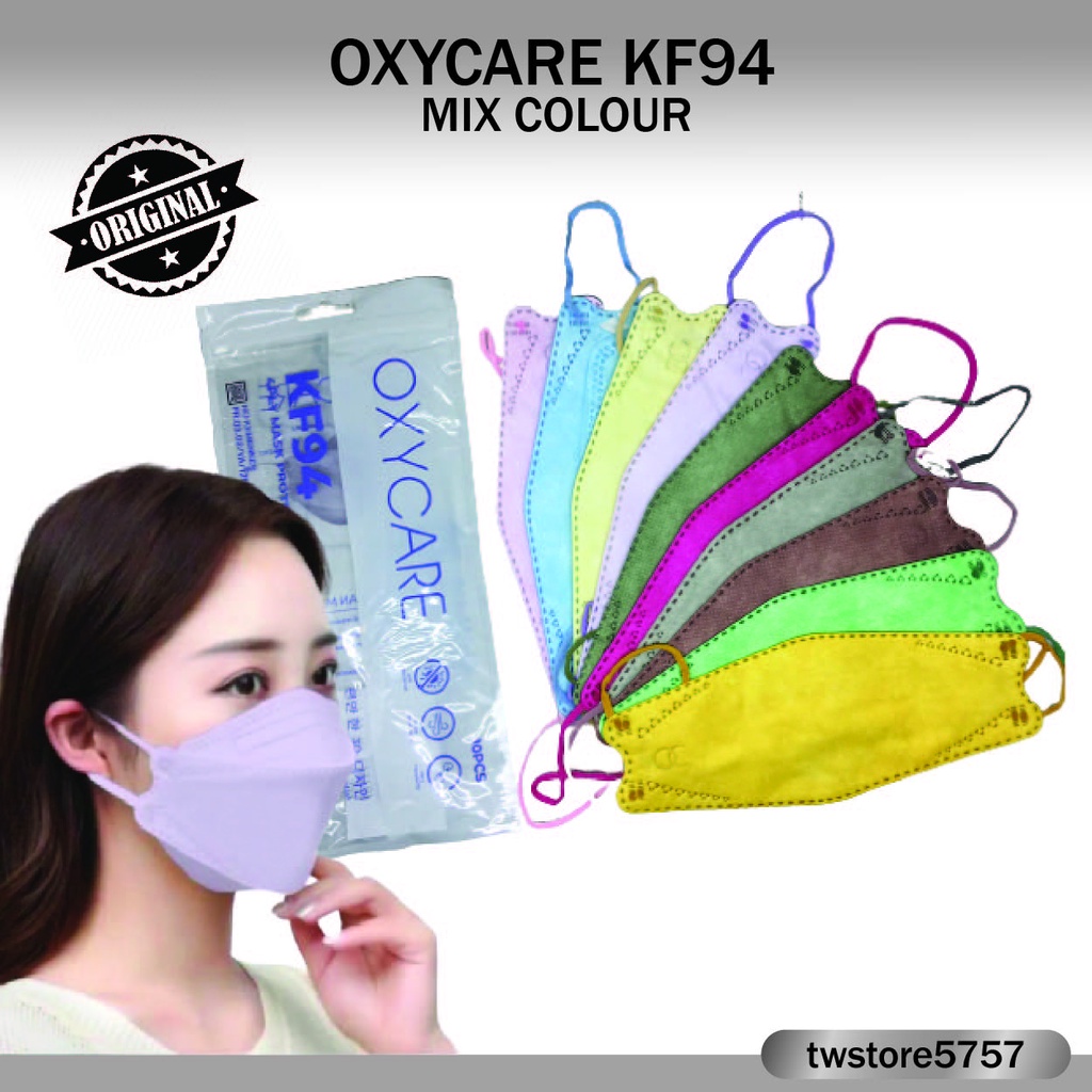 MASKER OXYCARE KF94 WARNA WARNI EMBOSS ORIGINAL