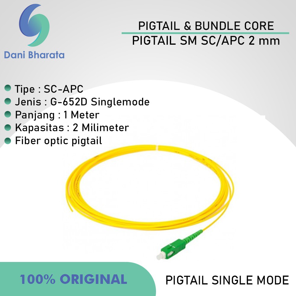 Pigtail SC-APC 2mm Single Mode No Brand