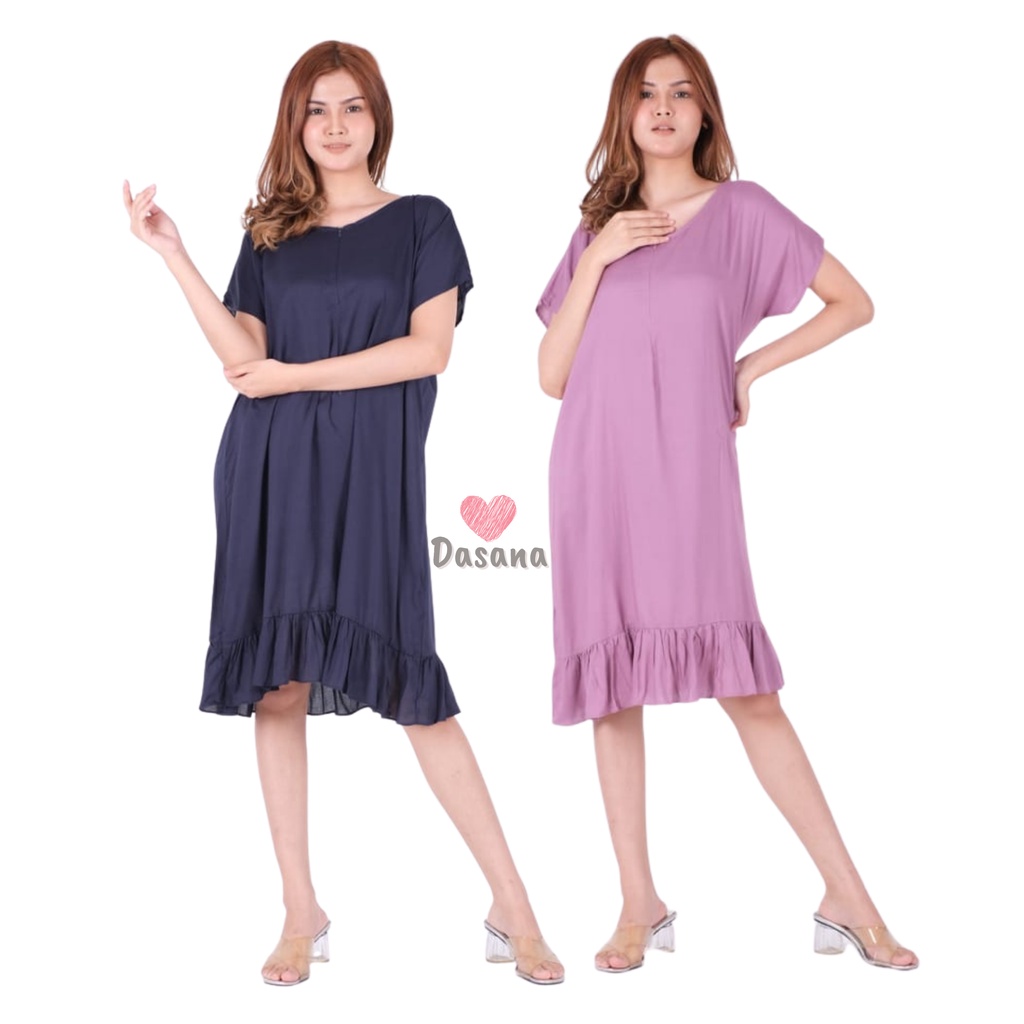 Luna Dress Daster Polos Busui Rayon Baju Hamil Jumbo LD 120 COD Dasana