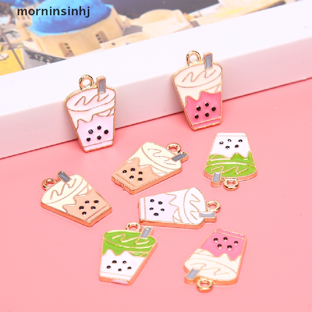 10pcs / lot Liontin Enamel Bentuk Milk Tea Untuk Perhiasan Anting