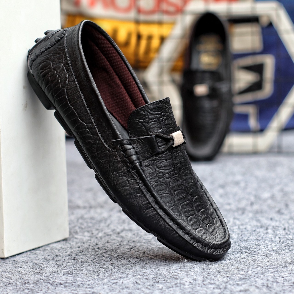 MOLK|Sepatu Kasual Slip On pria Kulit Asli Selop Slop Kerja Santai Kuliah Semi Formal Footwear