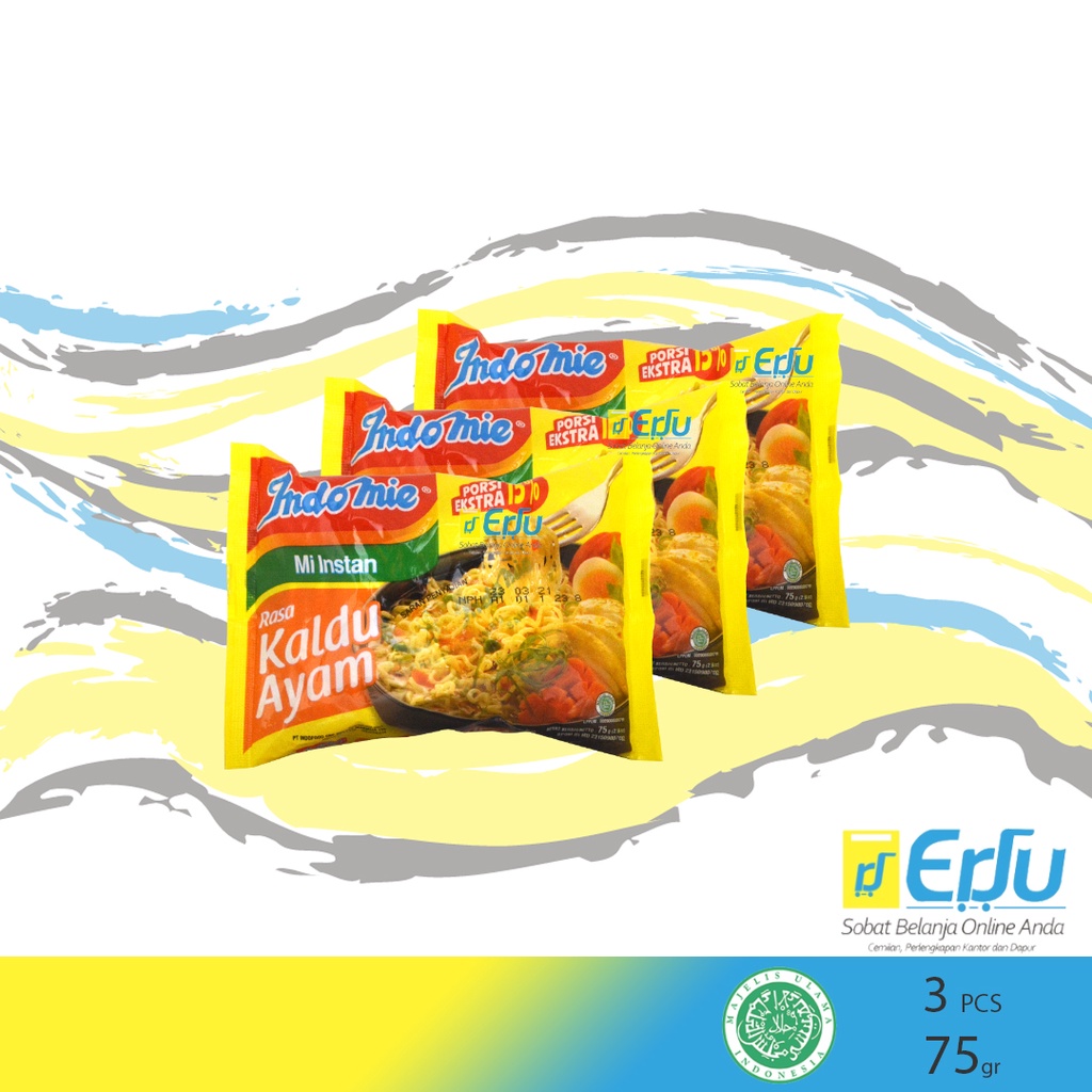 

3PCS Indomie Kaldu Ayam Mie Instan Kuah Porsi Ekstra 15% Halal MUI - 3pcs x 75gr