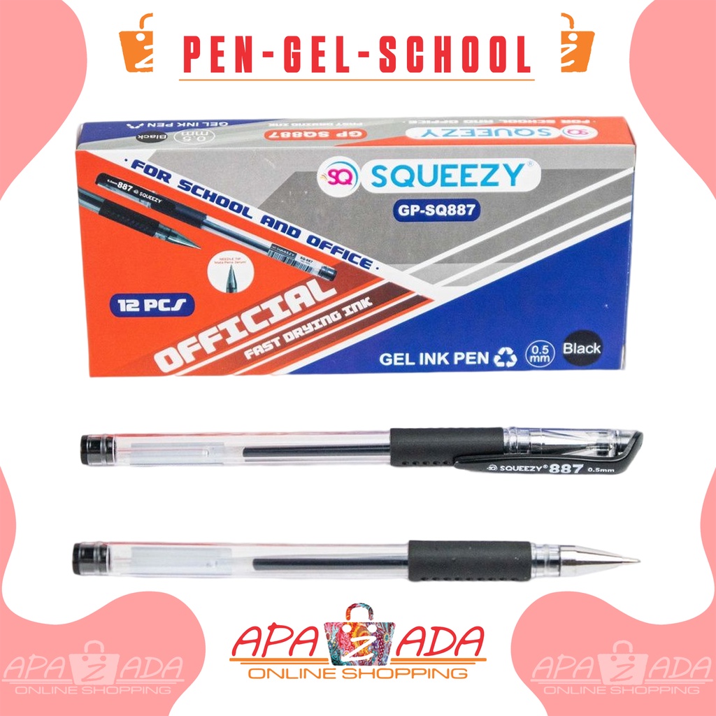 

Apazada - Pulpen Gel School Smooth 0,5mm / Pen Tinta / Pen Gel / Bolpen / Pena Hitam
