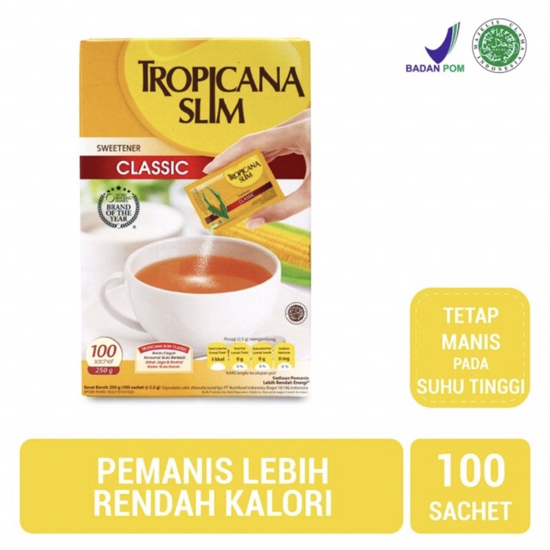 Tropicana slim classic 50 &amp; 100 sachet ( gula rendah kalori )