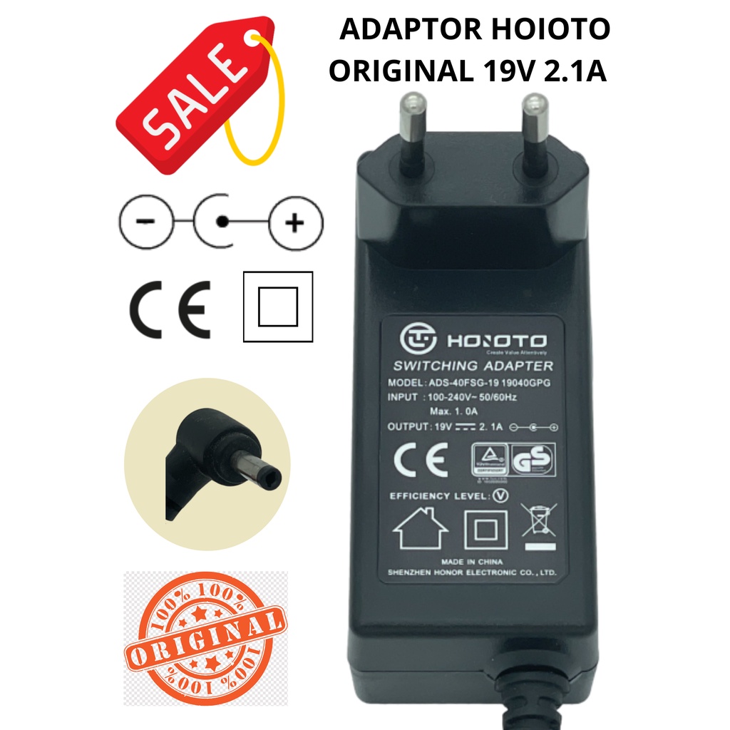 SWITCHING ADAPTOR 19V 2.1A LAPTOP TV HOIOTO OVERJACK 4.0*1.7mm