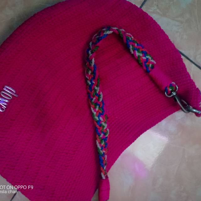 PL DOWA FANTA tas pundak dowa asli warna fanta bahan nilon rajut masih bagus hanya sedikit kena debu