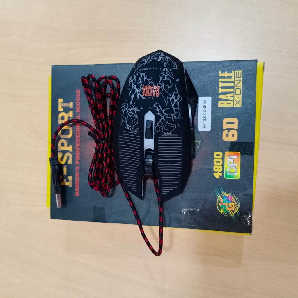 MOUSE GAMING BATTLE X-ONE E-SPORT VX RGB 6D 4800 DPi GAMING MOUSE