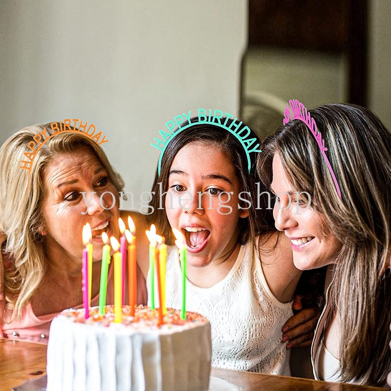 Ins Mahkota Tulisan Happy Birthday Untuk Aksesoris Rambut Anak / Dewasa DIY