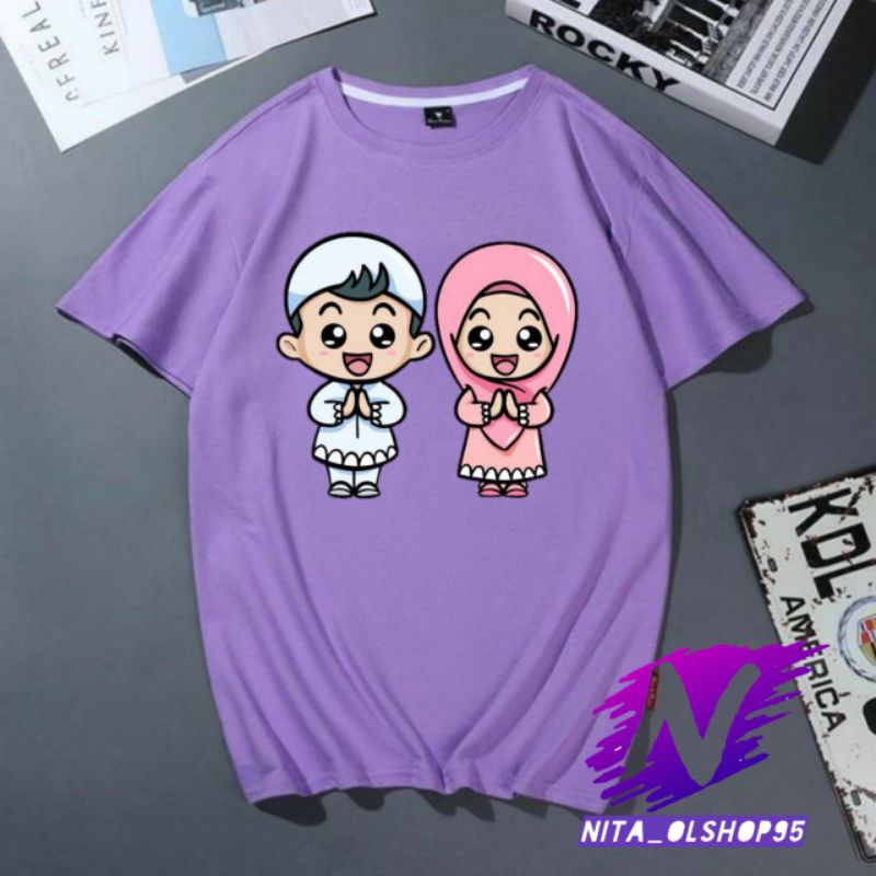 kaos hari raya baju kaos anak animasi hari raya idul Fitri dan idul adha