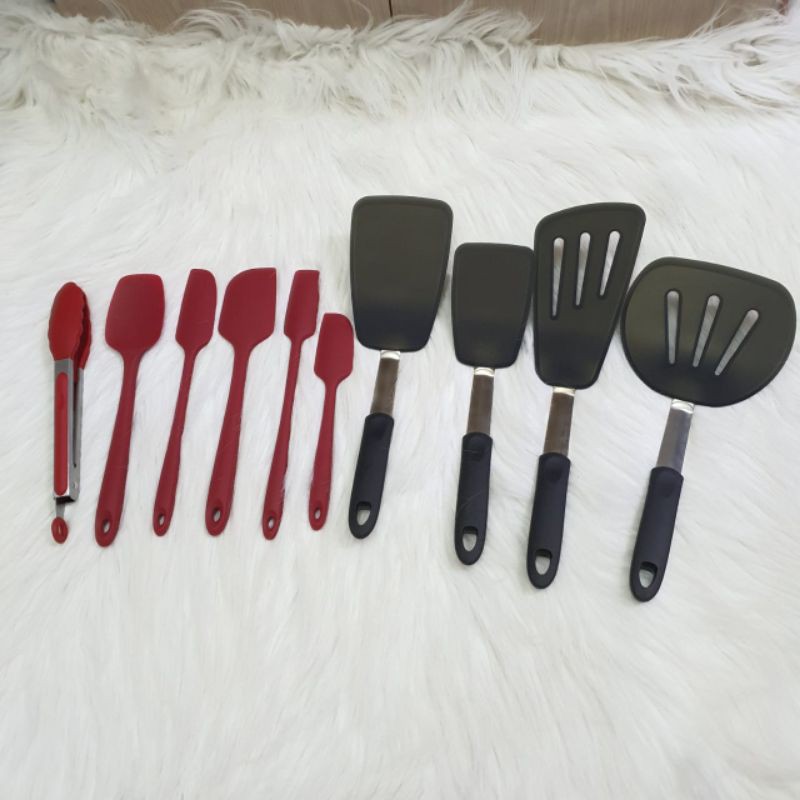 10 pc spatula set Masak cooking silicon tahan panas TURNER lentur