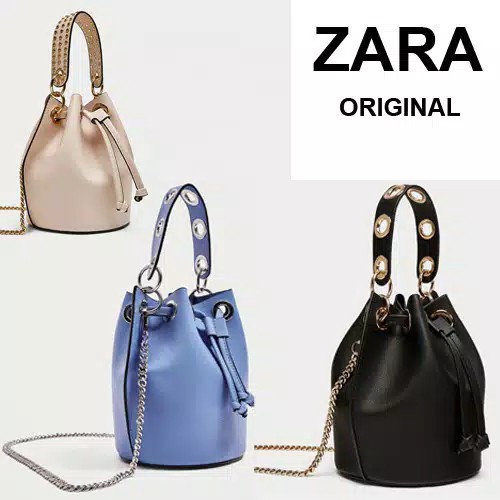 Zara serut original impor 3308 mini bucket bag with eyelets Tas zara