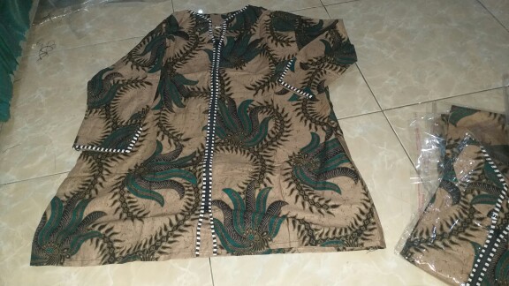 Set Batik Tradisional Couple Blus/blouse Zipper Depan /kemeja Lengan Pendek Ori Batik Pekalongan