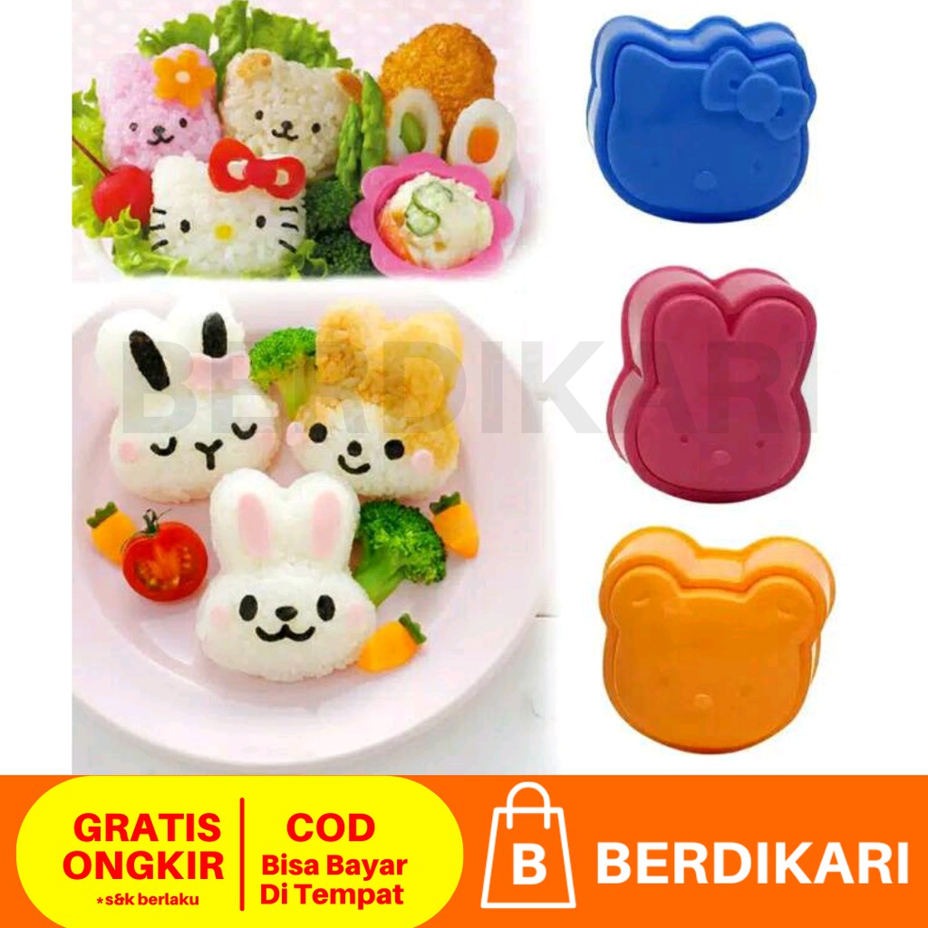 Cetakan Nasi Bento Karakter / Cetakan Nasi Bola Bento 3 in 1 Rice Ball Shaker