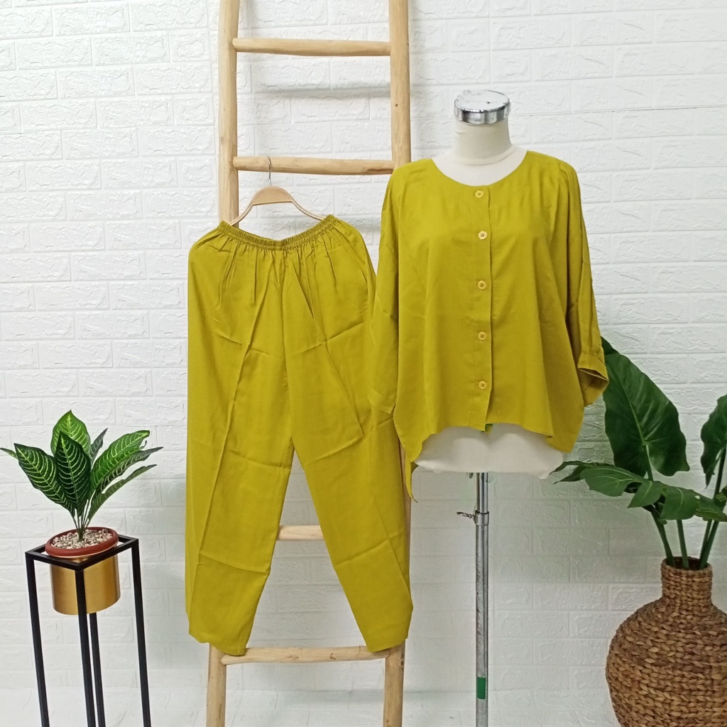 Miseima - Setelan Andin Ikatan Cinta Rayon Premium / Setelan Andin Terbaru Motif Polos / One Set Kek