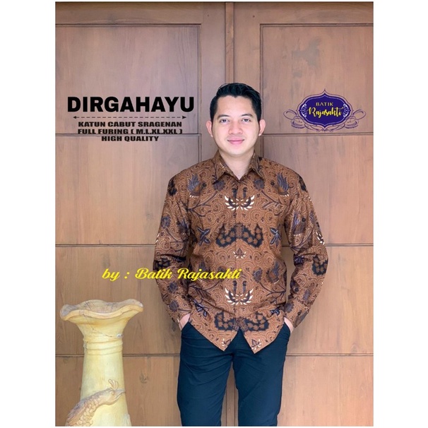 DIRGAHAYU KEMEJA BATIK SOLO PRIA LENGAN PANJANG LAPIS FURING ATASAN PREMIUM MODERN KOPRI PGRI RAJASA