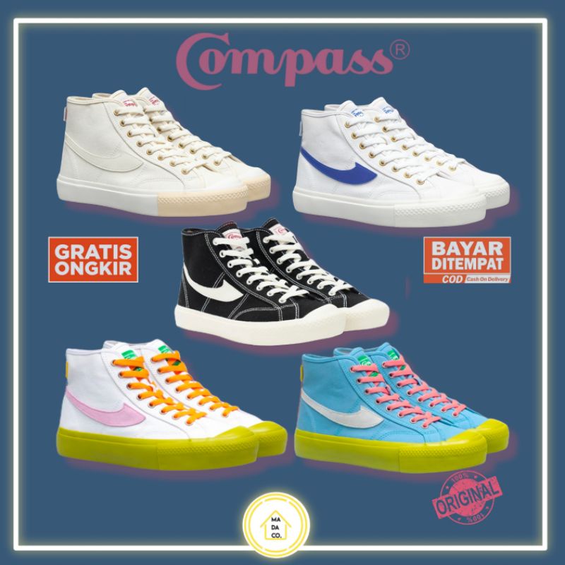 Compass Gazelle High White Blue / Cream / Black White / Matcha White / Matcha Blu