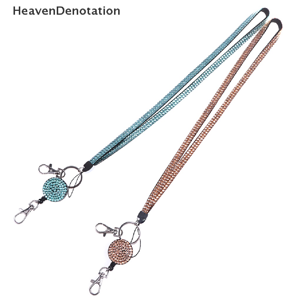 [HeavenDenotation] Neck lanyard retractable badge reel crystal rhinestone phone key hang rope