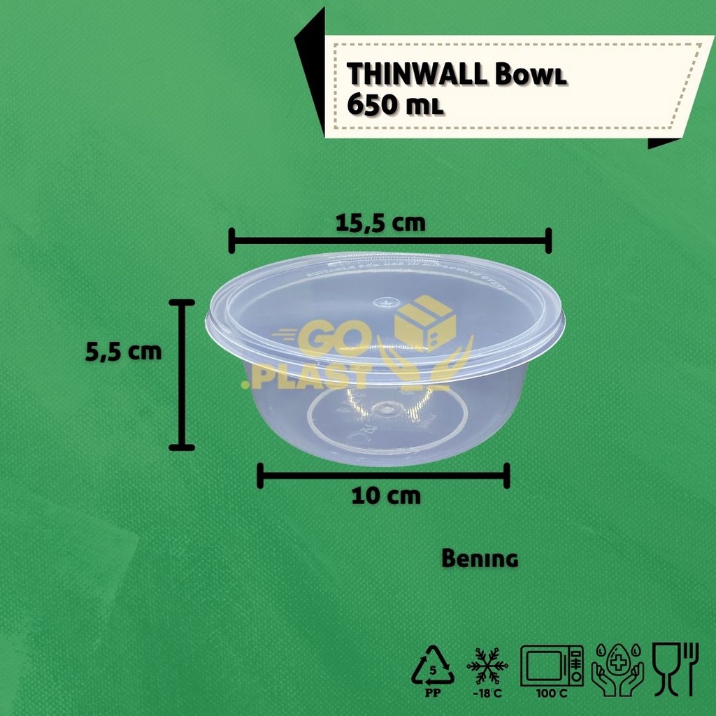 THINWALL BOWL 650 ML  / MANGKOK PLASTIK 650 ML WARNA isi 12 pcs