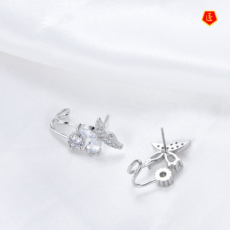 [Ready Stock]Creative Butterfly Elf Diamond Stud Earrings for Women