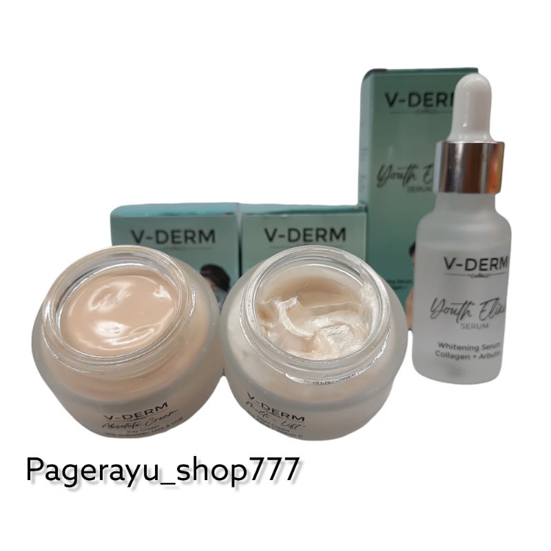 paket cream glowing v-derm whitening 3in1 original