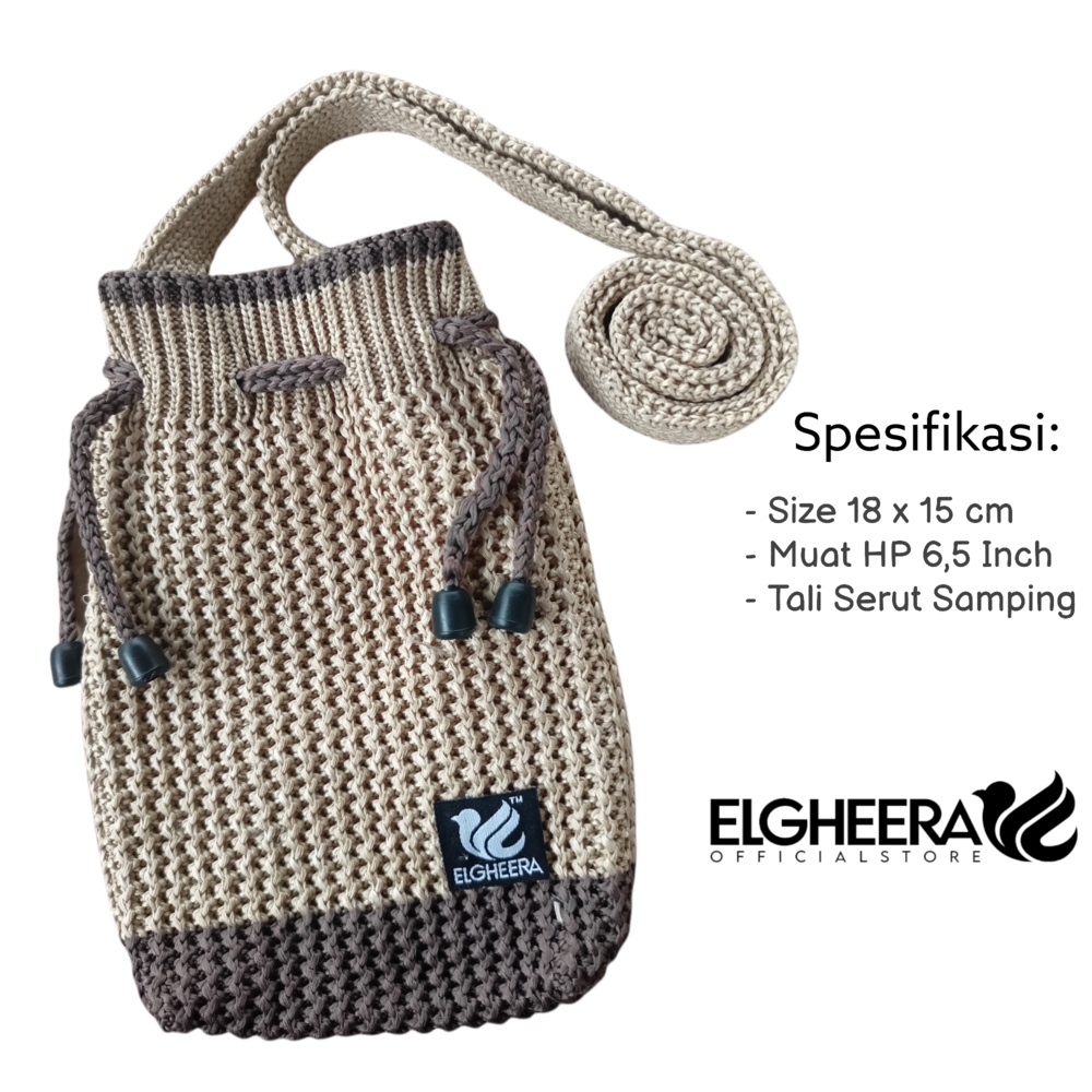 Tas selempang wanita rajut sling bag 17CM X 22CM by ELGHEERA