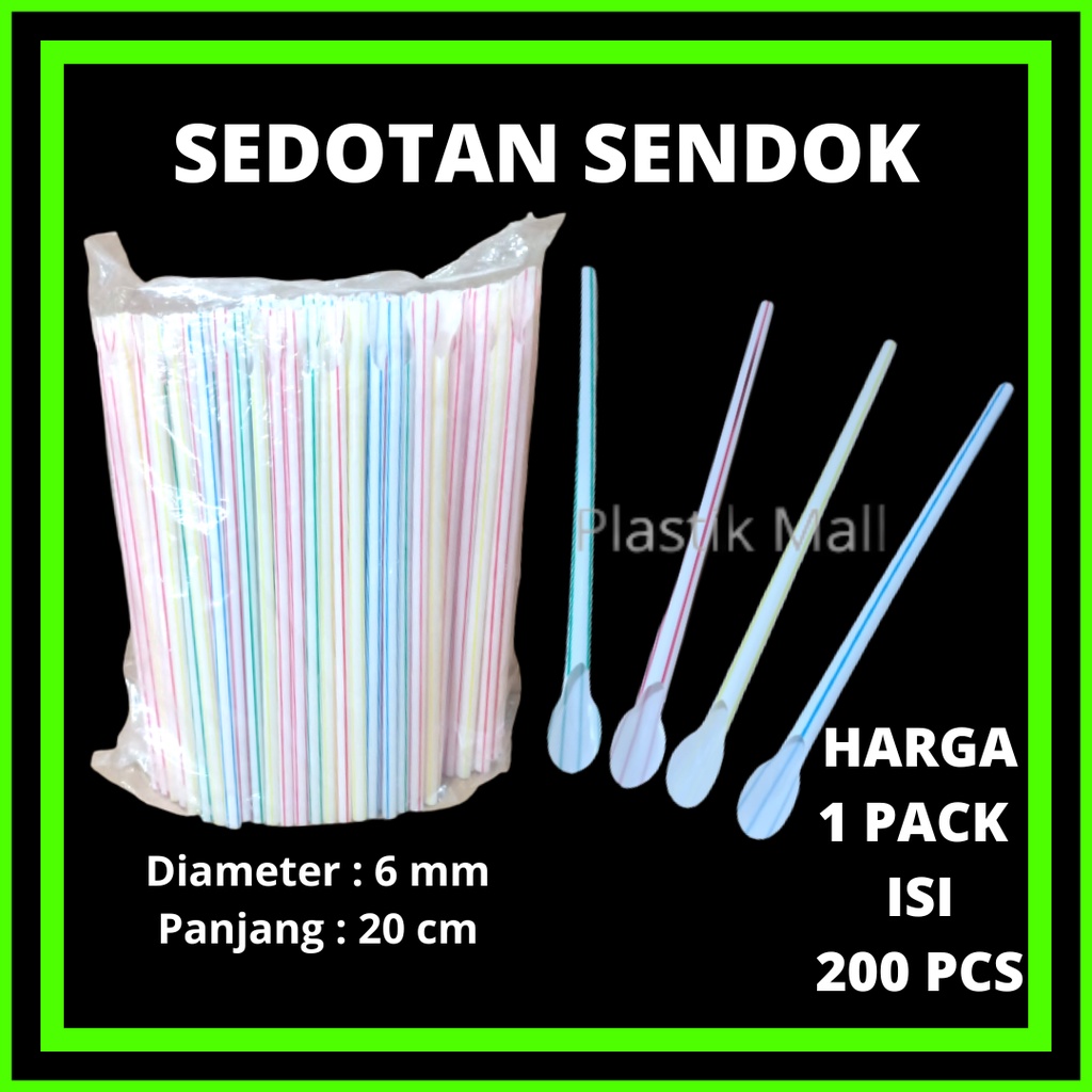 (200pcs) Sedotan Sendok Plastik / Sedotan Spoon / Straw Plastik / sedotan SENDOK spoon plastik straw