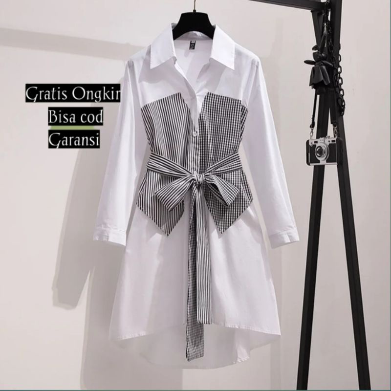 Baju Tunik Wanita Terbaru Atasan Wanita Kekinian Via Tunik Bahan Wollycrepe  Mix Katun Kotak