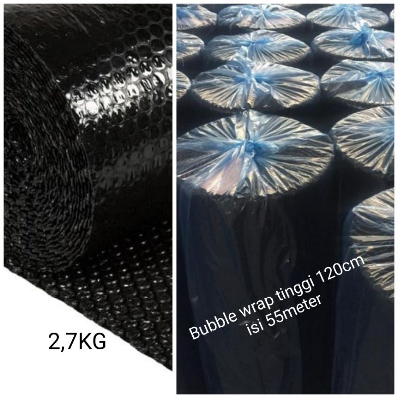 

bubble wrap roll isi 55meter tinggi 120cm berat 2,7kg hitam
