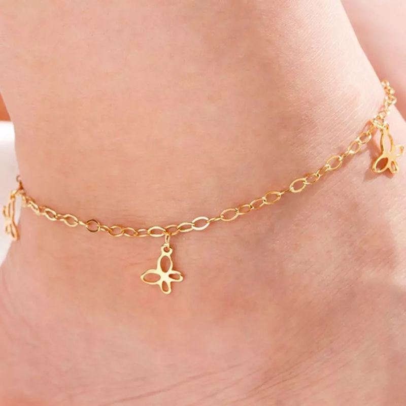 Gelang Tangan Gelang Kaki Wanita Titanium Silver Gelang Tangan Kaki Wanita Anti Karat Putih Cantik