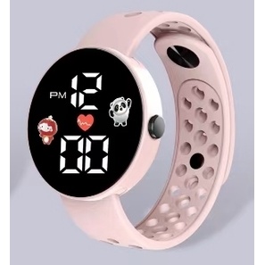 JAM TANGAN DIGITAL ANTI AIR MURAH RAINBOW WATCH KARET SPORT LED PRIA WANITA COUPLE HIGH QUALITY COD-575 PEACH