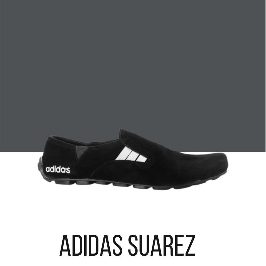 sepatu pria cassual slip on keren murah adidas suarez hitam lis putih // termurah //open reseller !!