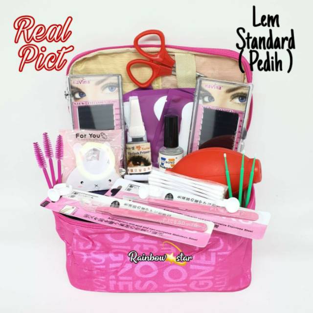 Paket Eyelash Extension / Paket Ekstensi Lem Tanpa Pedih Tas Abjad / Motif