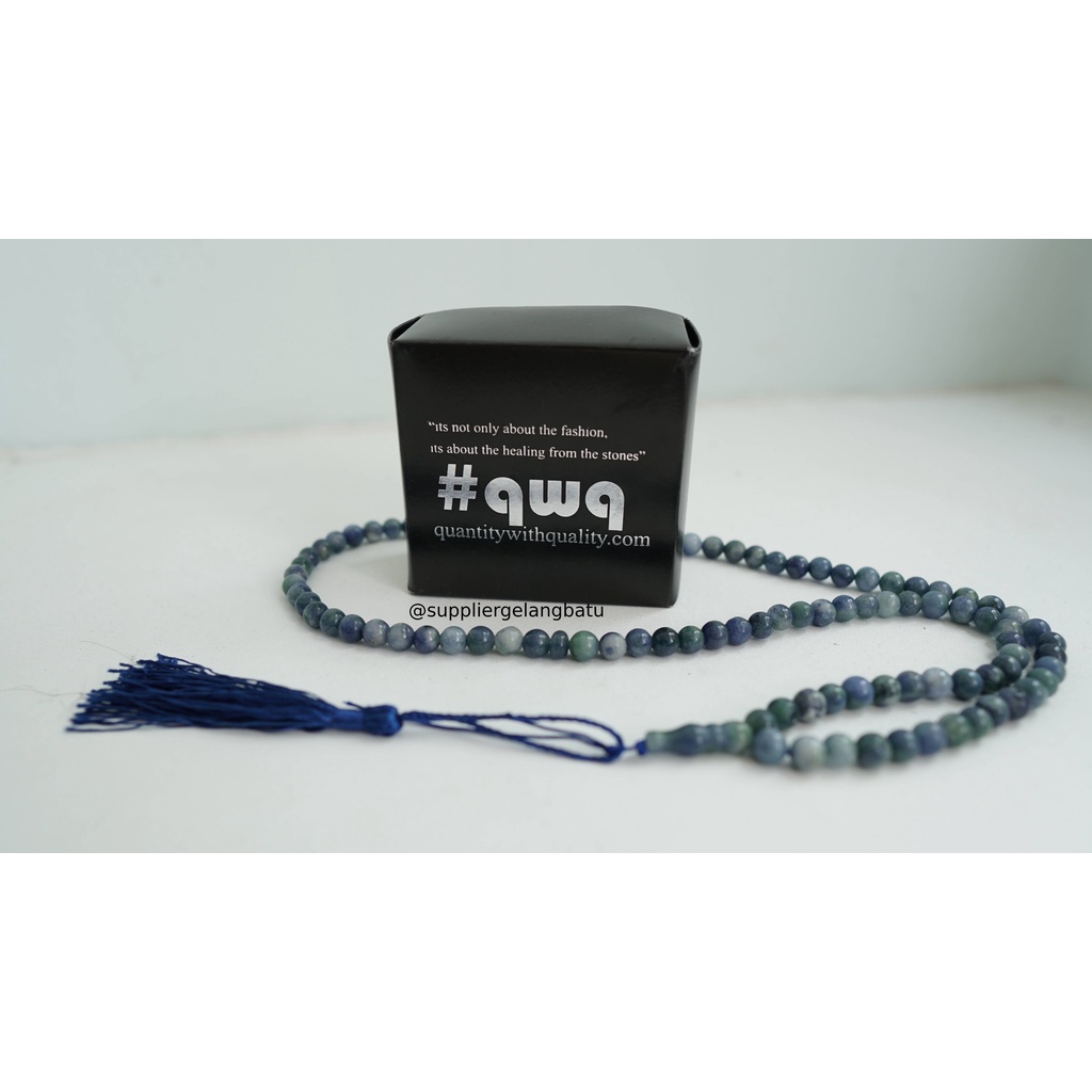 tasbih batu LAZURIT BIRU HIJAU 8mm 99 butir tasbeh BERSERAT TEMBUS