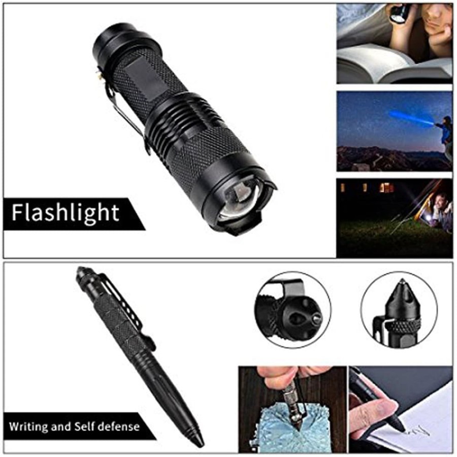 Survival Kit 11 in 1 Multifunctional First Aid SOS Tools. - 039 -Black