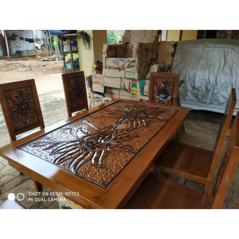 Meja Makan kursi 6 kayu jati mebel jepara