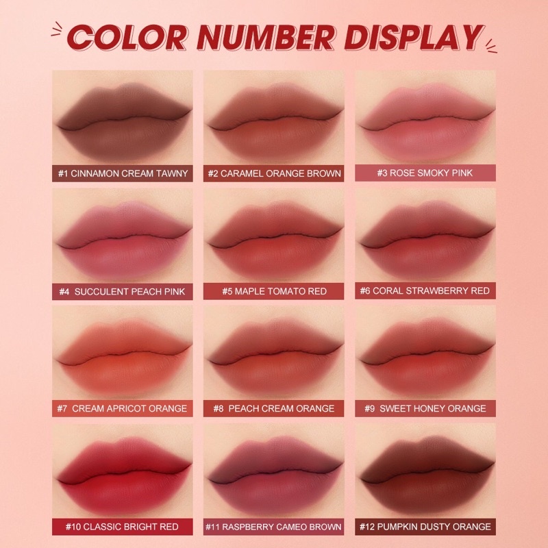 O.TWO.O Lipstick Velvet Matte Silky Smooth Lip Cream Liptint Makeup Long-lasting