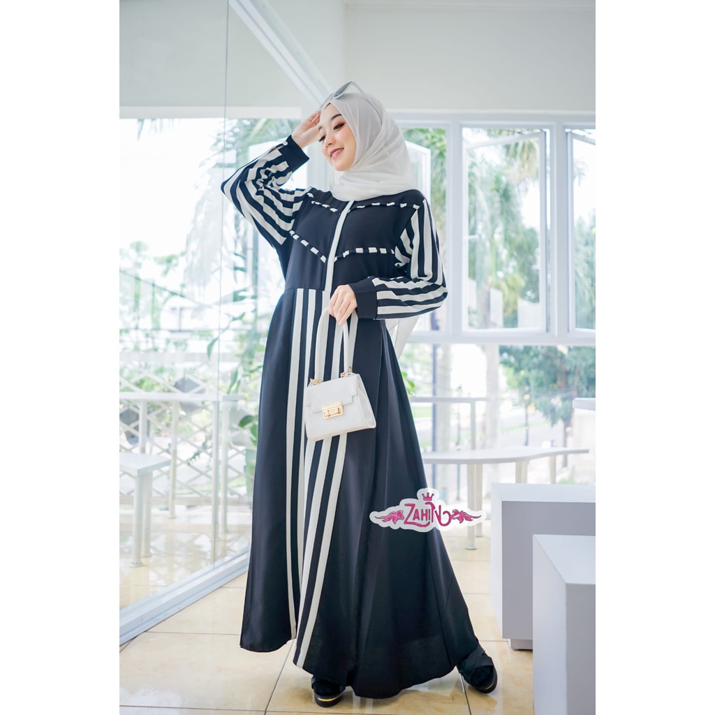 Gamis sandra &amp; vania original  by ZAHIN terbaru dress maxi itycrepe salur mix xhakila tiffany syari busui