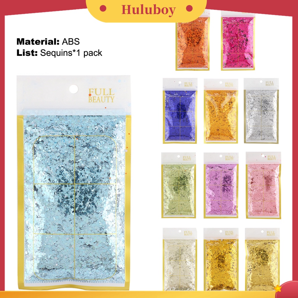 Huluboy Huluboy♡ 50g / Kantong Sequin Glitter Holografik Bentuk Segi Enam Untuk Dekorasi Nail Art / Manicure DIY