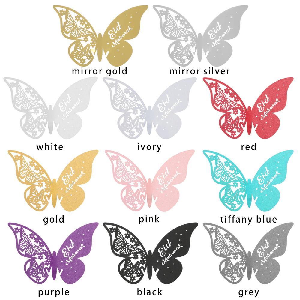 Solighter 25pcs Butterfly Cup Card Dekorasi Rumah Pesta Decor Ramadhan Kareem Stiker Dinding